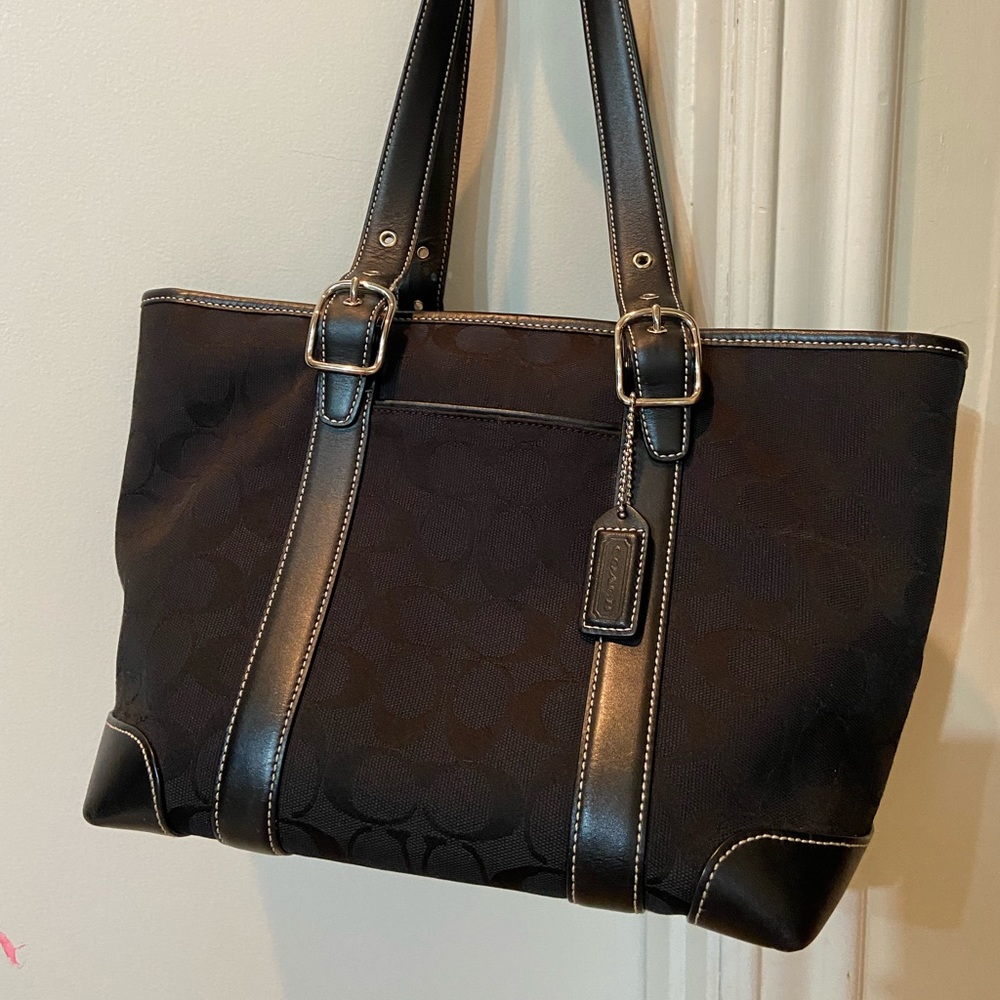 Black Coach Monogram Tote